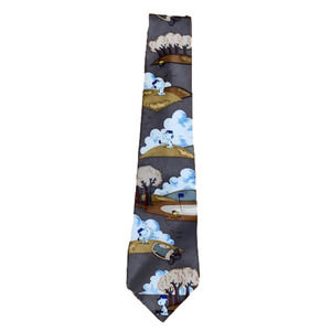 10/$10 Peanuts Snoopy Woodstock golfing silk tie 60” -bm